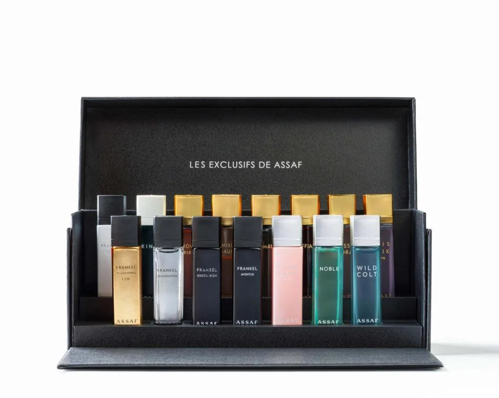 Assaf Sample Box – 15 perfume samples discovery set featuring the best Assaf fragrances for men and women.