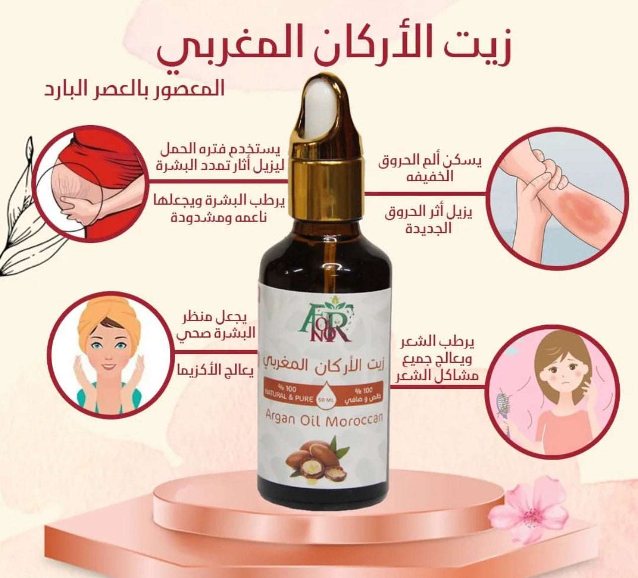 Cold-Pressed Moroccan Argan Oil | 100% Pure for Skin & Hair Care - زيت الارجان المغربي المعصور على البارد | طبيعي 100% لتغذية البشرة والشعر