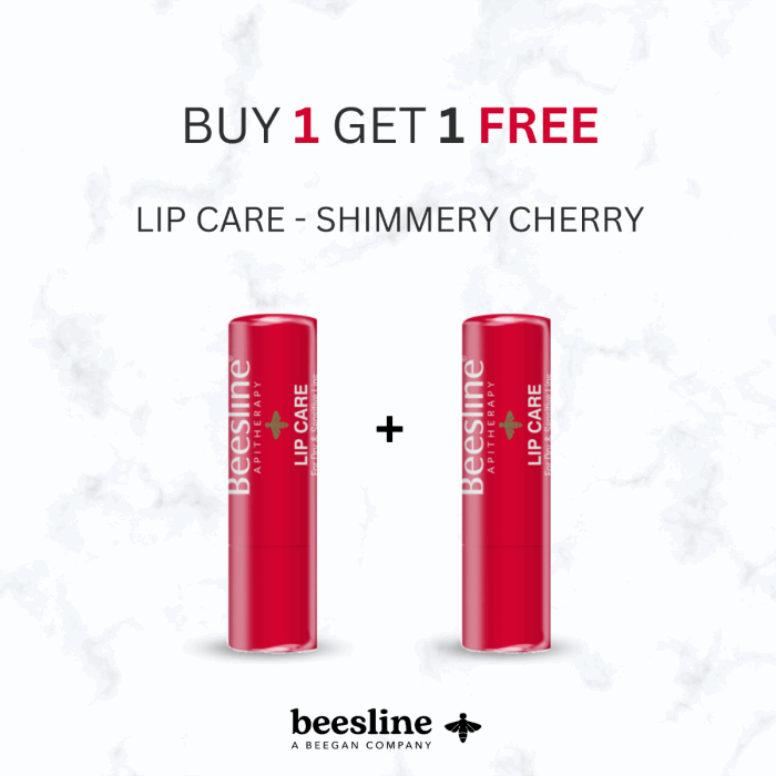 Beesline Lip Care Shimmery Cherry - 1+1 Offer - بيزلين مرطب الشفاه اللامع بنكهة الكرز - عرض 1+1