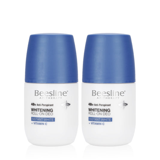Beesline Whitening Roll-On Deo Instant White Set – 1+1 FREE | 48HR Brightening Antiperspirant - مجموعة بيزلاين مزيل عرق رول للتبييض الفوري – 1+1 مجاناً | تفتيح + حماية 48 ساعة