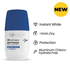 Beesline Whitening Roll-On Deo Instant White Set – 1+1 FREE | 48HR Brightening Antiperspirant - مجموعة بيزلاين مزيل عرق رول للتبييض الفوري – 1+1 مجاناً | تفتيح + حماية 48 ساعة