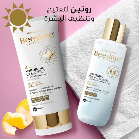 Beesline Whitening Facial Day Routine Bundle - بيزلين غسول ٤ بـ ١ لتفتيح البشرة & تونر مفتح للوجه