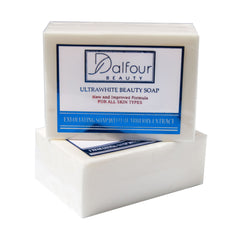 NEW Dalfour Beauty Ultrawhite Soap – 135g | Lightening & Exfoliating Bar for All Skin Types  -  صابونة دالفور بيوتي الترا وايت الجديدة – 135 جم | لتفتيح وتقشير البشرة لجميع أنواع البشرة