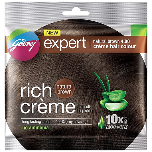 Godrej Hair Colour Rich Creme - Natural Brown 20g -صبغة شعر Godrej Rich Creme - بني طبيعي 20 جم