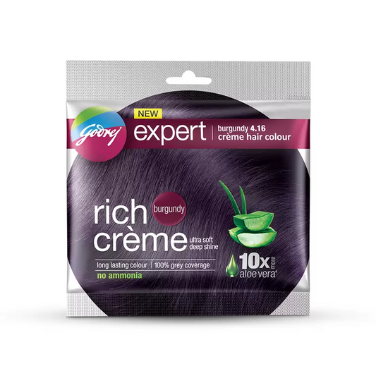 Godrej Expert Rich Crème Hair Colour – Burgundy Shade (4.16) 20g - صبغة شعر Godrej Expert Rich Crème – درجة اللون البرغندي (4.16) 20 جم