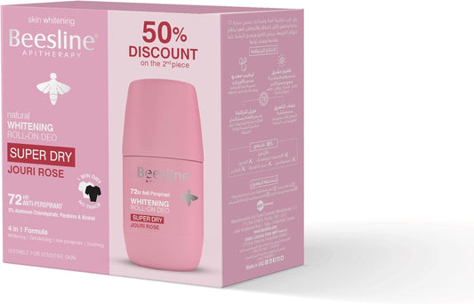 Beesline Roll-On Deodorant Jouri Rose 50ml Twin Pack (1+) - مزيل عرق رول أون Beesline برائحة الورد الجوري - 50 مل - عبوة مزدوجة (1+)