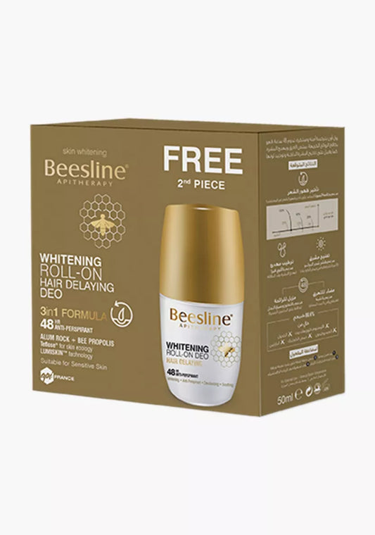 Beesline Natural Whitening Roll-On Hair-Delaying Deodorant 50ml - مزيل عرق رول اون للتفتيح وتأخير نمو الشعر من بيزلين - 50 مل