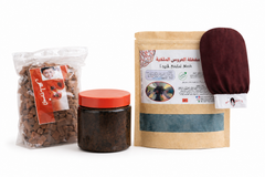 Moroccan Hammam Essentials Bundle – Authentic Black Soap, Kessa Glove & Ghassoul Clay Set - باكدج أساسيات الحمام المغربي – صابون مغربي أصلي + ليفة كيسة + غاسول + صقلة العروس