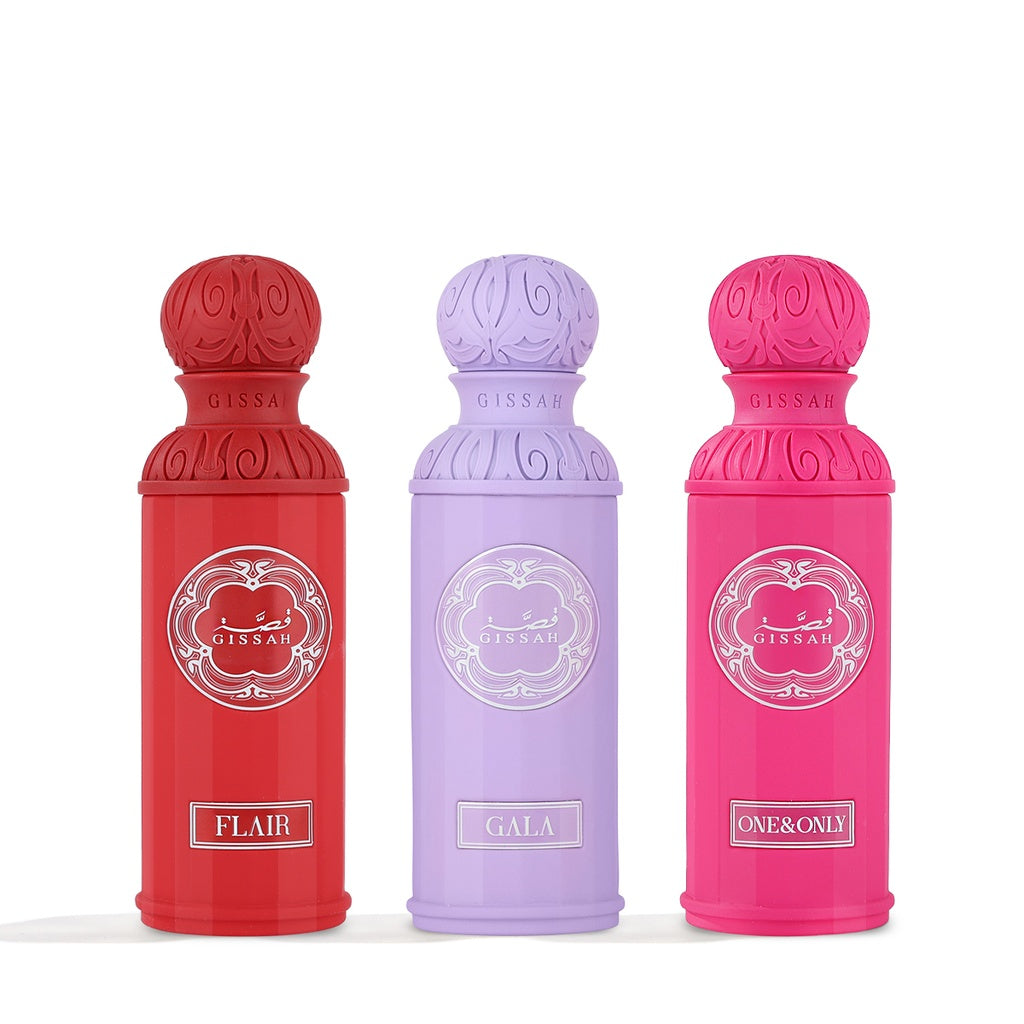 Enchanted Perfume Set – 3×50ml | Gissah -مجموعة إنشانتد – 3 عطور × 50 مل | من قصة