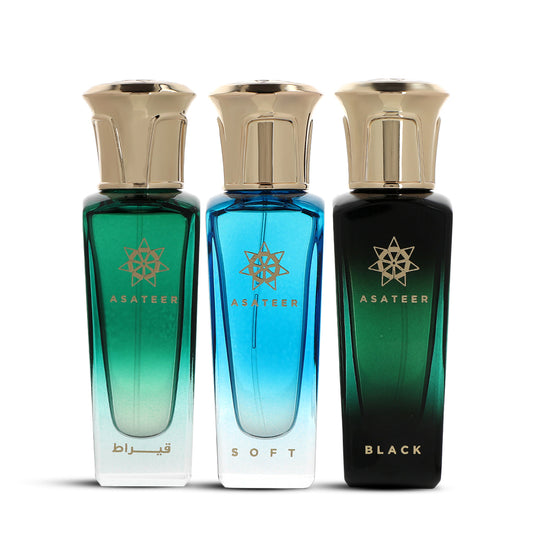 Best Collection Perfume Set – Asateer | 3×30ml Eau de Parfum (Unisex) - مجموعة عطور بست كوليكشن – أساطير | 3 × 30 مل أو دو بارفان (للجنسين)
