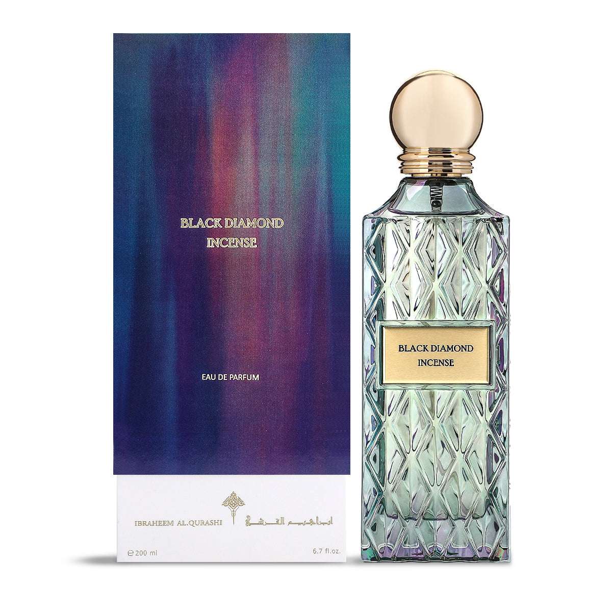 Black Diamond Incense Eau de Parfum – 200ml | Luxury Oud & Incense Fragrance | Ibraheem Al Qurashi  -  عطر بلاك دايموند انسينس المركز – 200 مل | عطر فاخر بالعود والبخور | ابراق إبراهيم القرشي