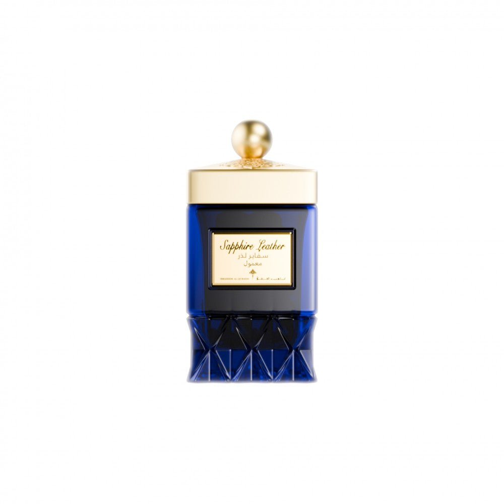Maamoul Sapphire Leather - 70g | A Luxurious Oud Blend by Ibrahim Al Qurashi. - معمول سفاير ليذر - 70 جرام من إبراهيم القرشي | بخور فاخر بنفحات الجلد والعنبر